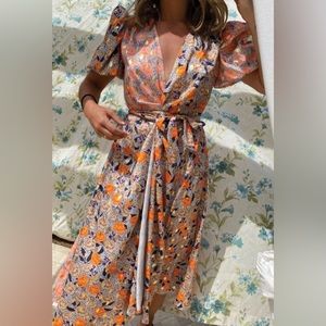 NWT Never Fully Dressed Gold Zsa Zsa Spliced Dress